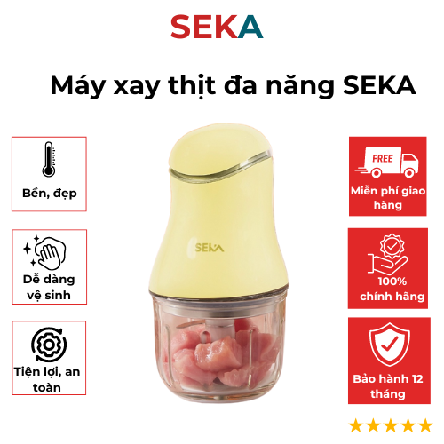 Máy Xay Cầm tay 6 lưỡi gorun-Seka Cối thủy tinh, xay thịt cháo sinh tố tỏi ớt