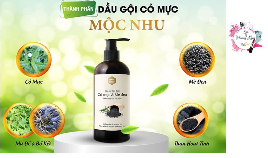 Dầu gội Cỏ Mực và Mè Đen Mộc Nhu 300ml - Phủ màu tóc bạc thành đen nhanh chóng