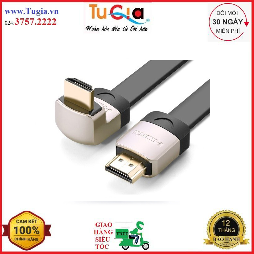 Cáp tín hiệu hdmi dẹt đầu bẻ góc 90 độ ugreen 10284 - hàng chính hãng
