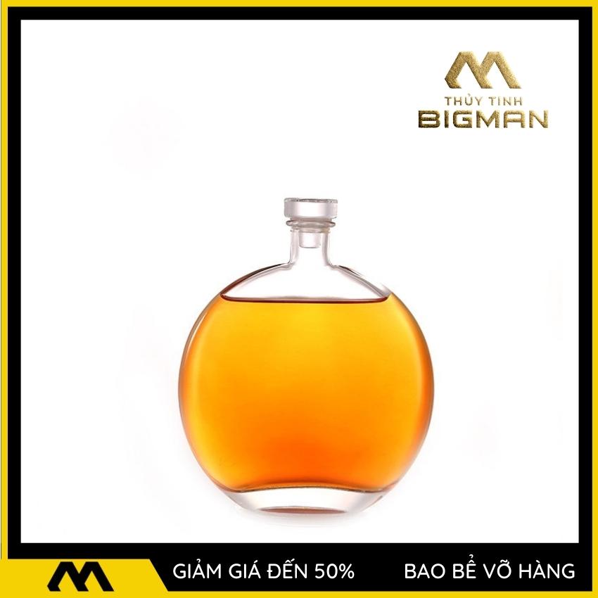 Chai thủy tinh 500ml vỏ chai thủy tinh tròn đẹp kiểu dáng vỏ chai rượu ngoại, chai thủy tinh đựng nước ép detox - BIGMANSTORE