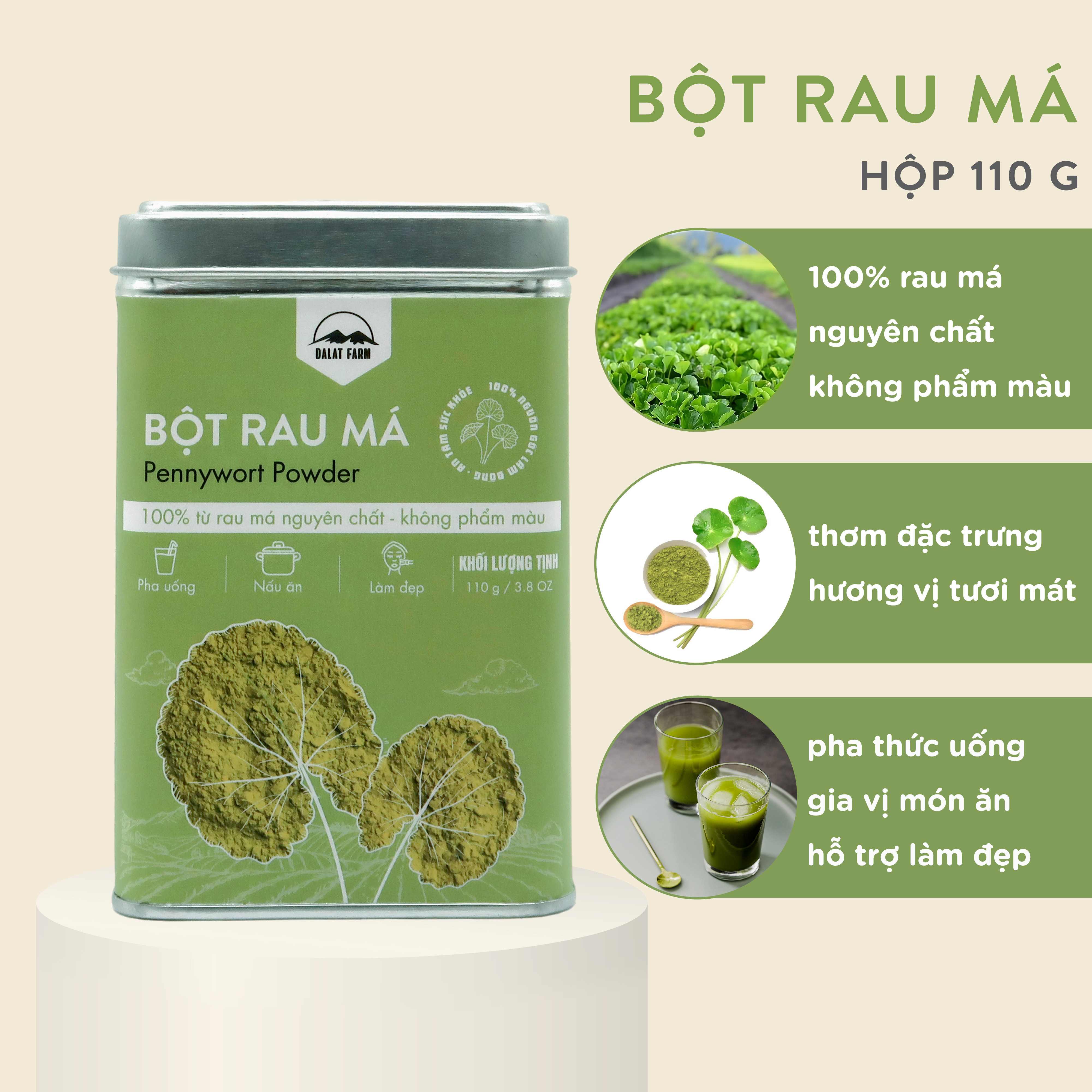 Bột rau má dalat farm - hộp 110gr