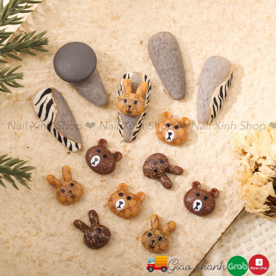 Charm gấu , thỏ , bò sữa ... cartoon trang trí nail nhiều phong cách