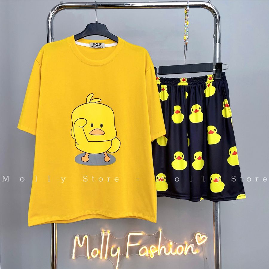 Set đồ bộ hoạt hình VỊT VÀNG ❤️ Bộ mặc nhà Cartoon form rộng Freesize Unisex Molly Store