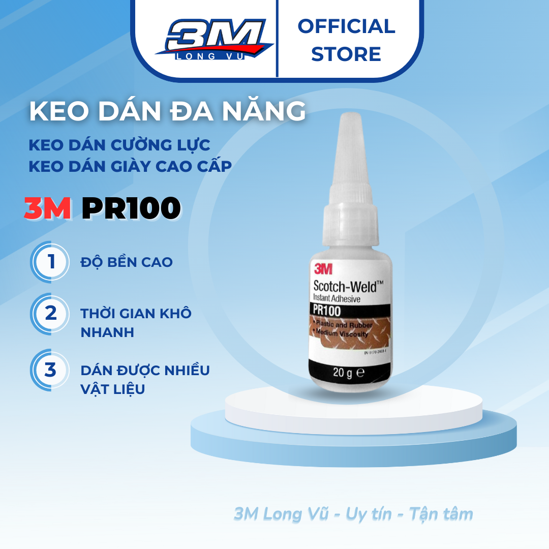 Keo dán đa năng 3m pr100, keo dán giày dép da, kim loại, gỗ, sành sứ, cao su siêu dính - 3M Long Vu