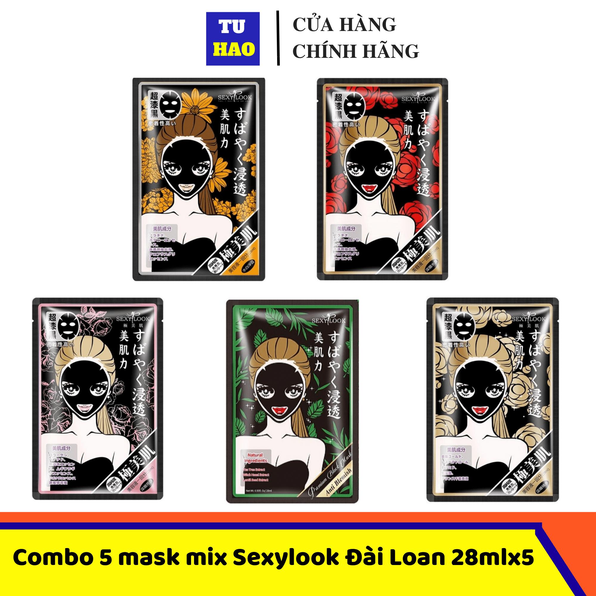 Combo mix 5 mask sexylook đài loan x1 tràm trà x1 hoa cúc vàng x1 hoa hồng đỏ x1 hoa hồng x1 hoa hồng trắng