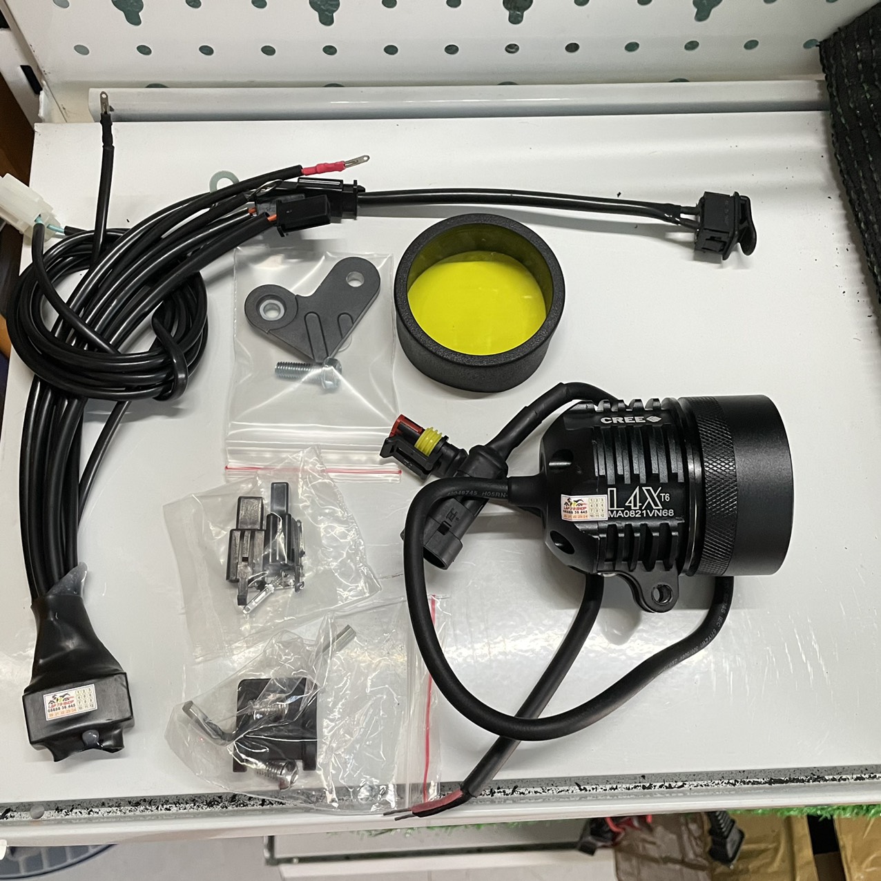 Combo đèn trợ sáng l4x f1 t6 , mạch passing bật đèn chung pha cho satria và raider fi