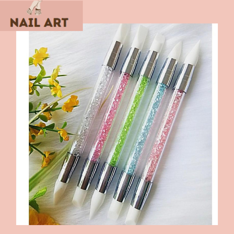 Set bút đẩy stick silicon 2 đầu nặn hoa 3d - dụng cụ làm móng, bút silicon đa năng đẩy stick nặn hoa, phụ kiện chuyên dụng nail