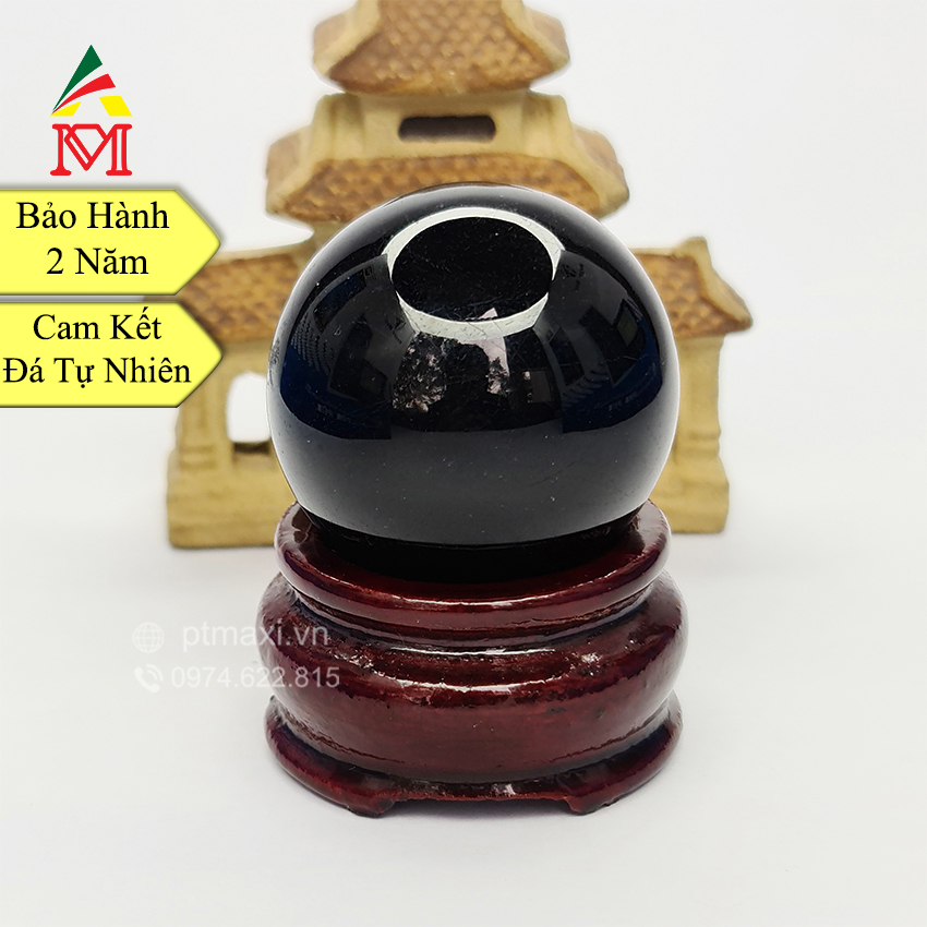 Quả cầu để bàn phong thuỷ đá obsidian đen nhỏ. hợp mệnh thuỷ, mệnh mộc