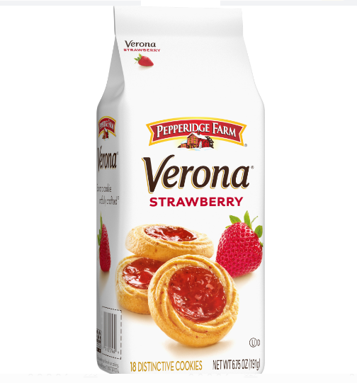 Date mới nhất bánh quy bơ dâu tây verona pepperidge farm 191g, sản xuất tại mỹ