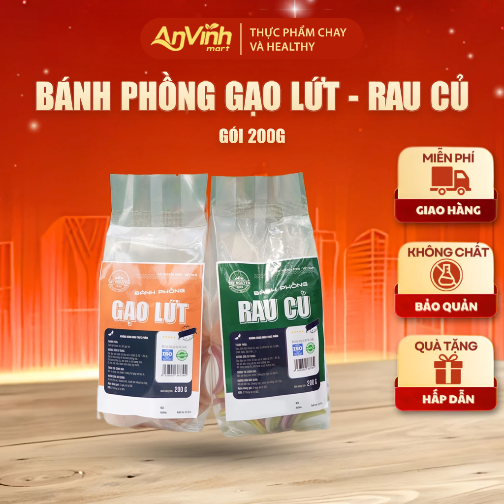 Bánh phồng tôm với rau củ nguyên chất & gạo lứt Tây Nguyên Food - Việt Nam 200g