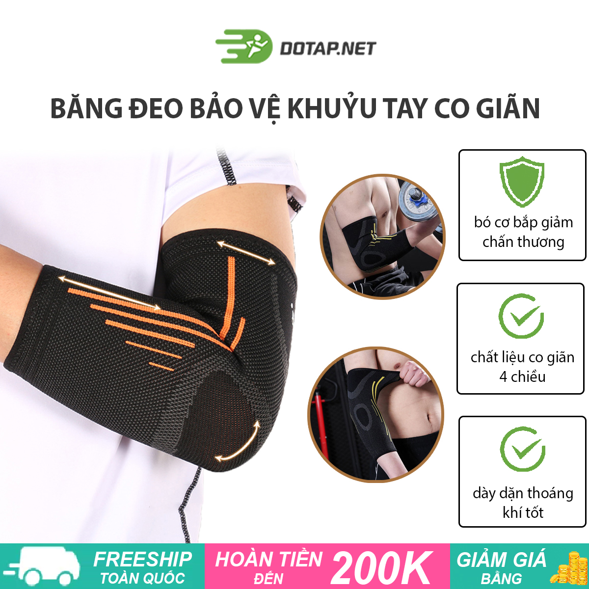 Băng bảo vệ khuỷu tay , đai đeo bảo vệ khuỷu tay thể thao bóng đá bóng chuyền bóng rổ, gym.