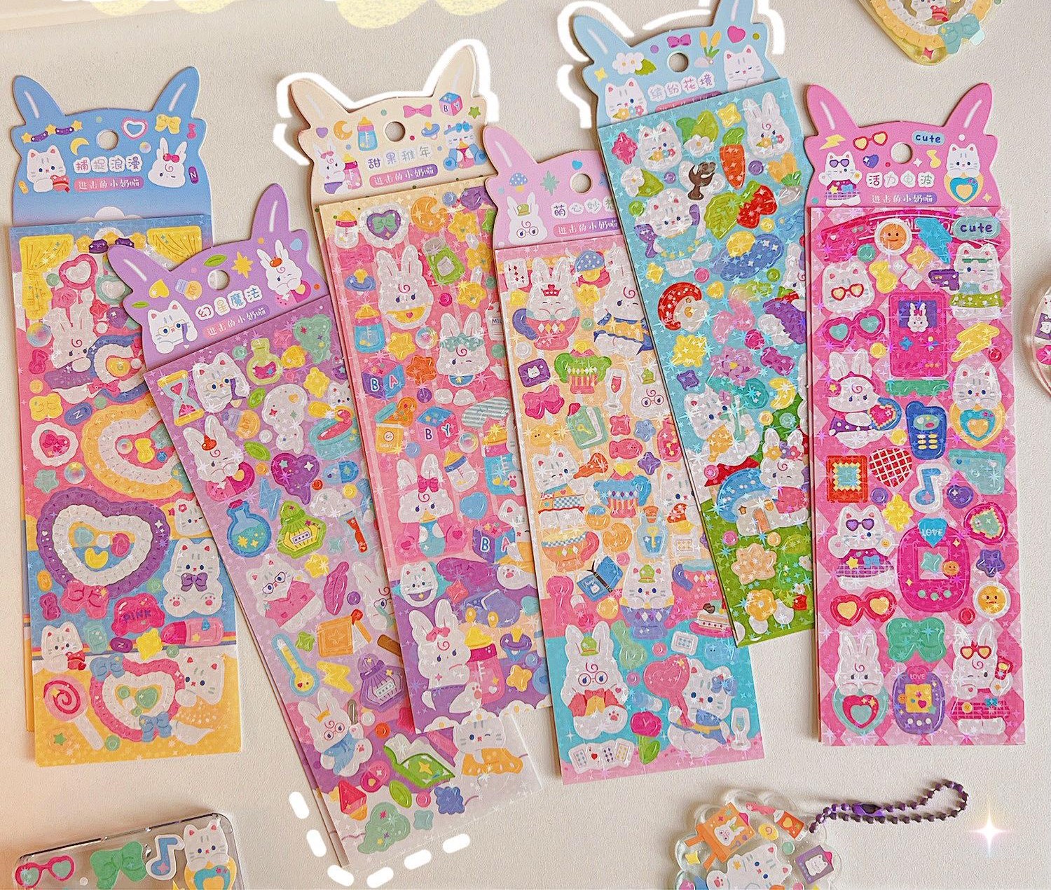 Sticker hình dán họa tiết bé thỏ cute nhiều màu sắc đáng yêu đa dạng phong phú