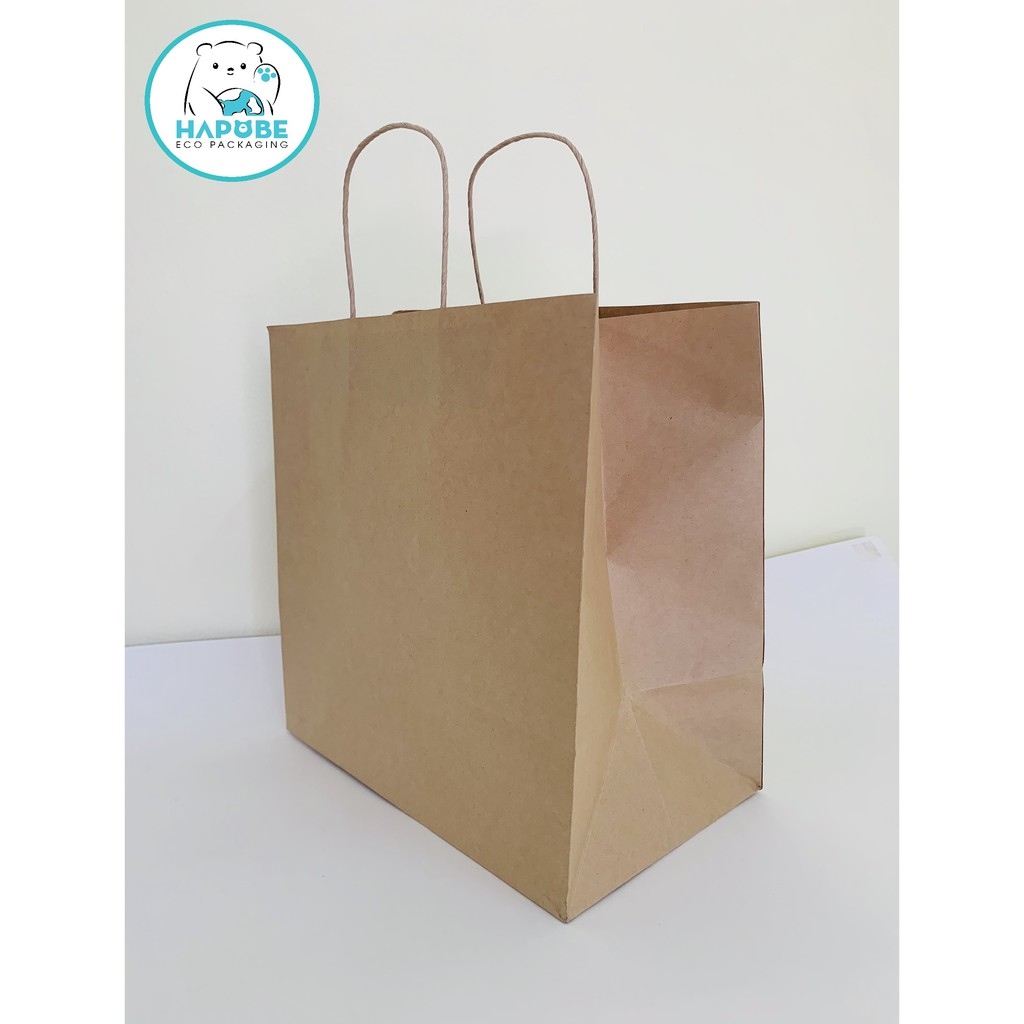 ✉◎﹊ Combo 100 túi giấy kraft có quai 30x17x30cm dày GQZ054