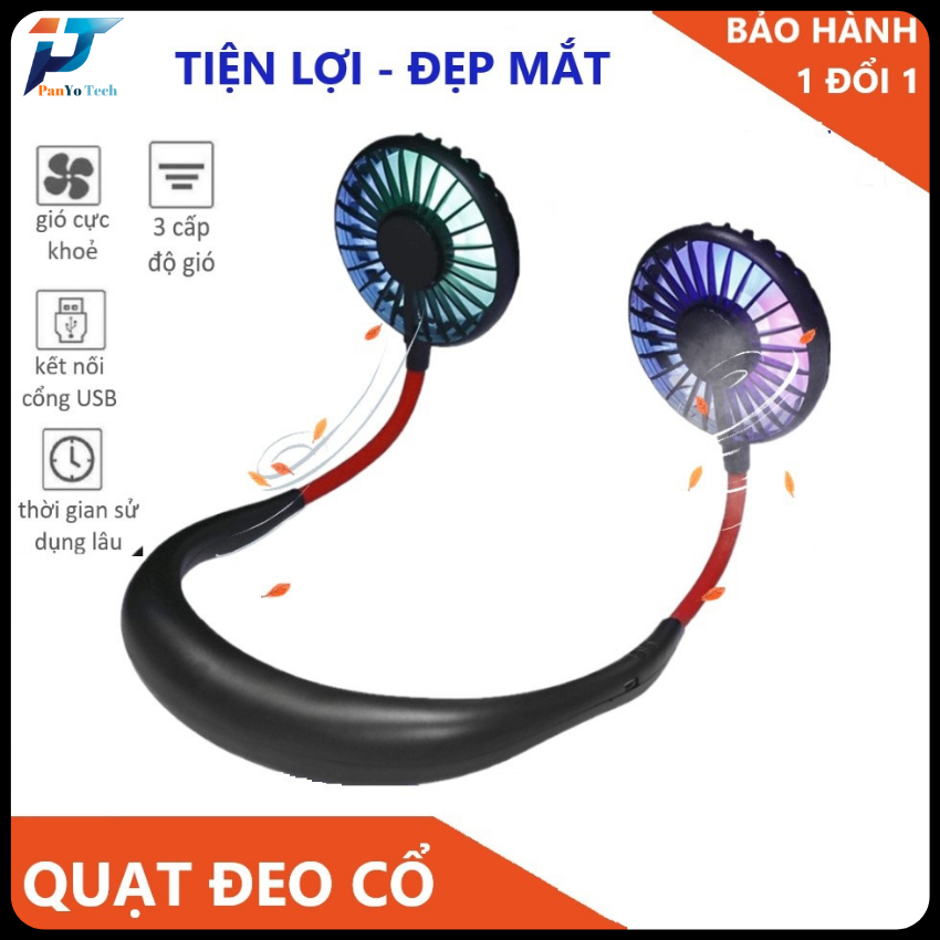 [FreeShip+Quà Tặng] Quạt mini đeo cổ cầm tay tích điện sạc pin usb loại quàng cầm tay chữ U máy nhỏ 3 cấp độ gió làm mát siêu tiện lợi Quạt cầm tay mini , quạt để bàn mini