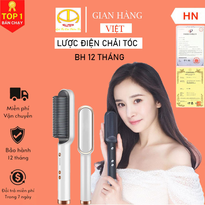 Lược điện chải tóc tạo kiểu uốn thẳng 3in1 yabai - lược điện uốn duỗi - lược điện chải tóc đa năng - máy uốn duỗi tóc kết hợp lược chải tóc 5in1 bảo hành 12 tháng