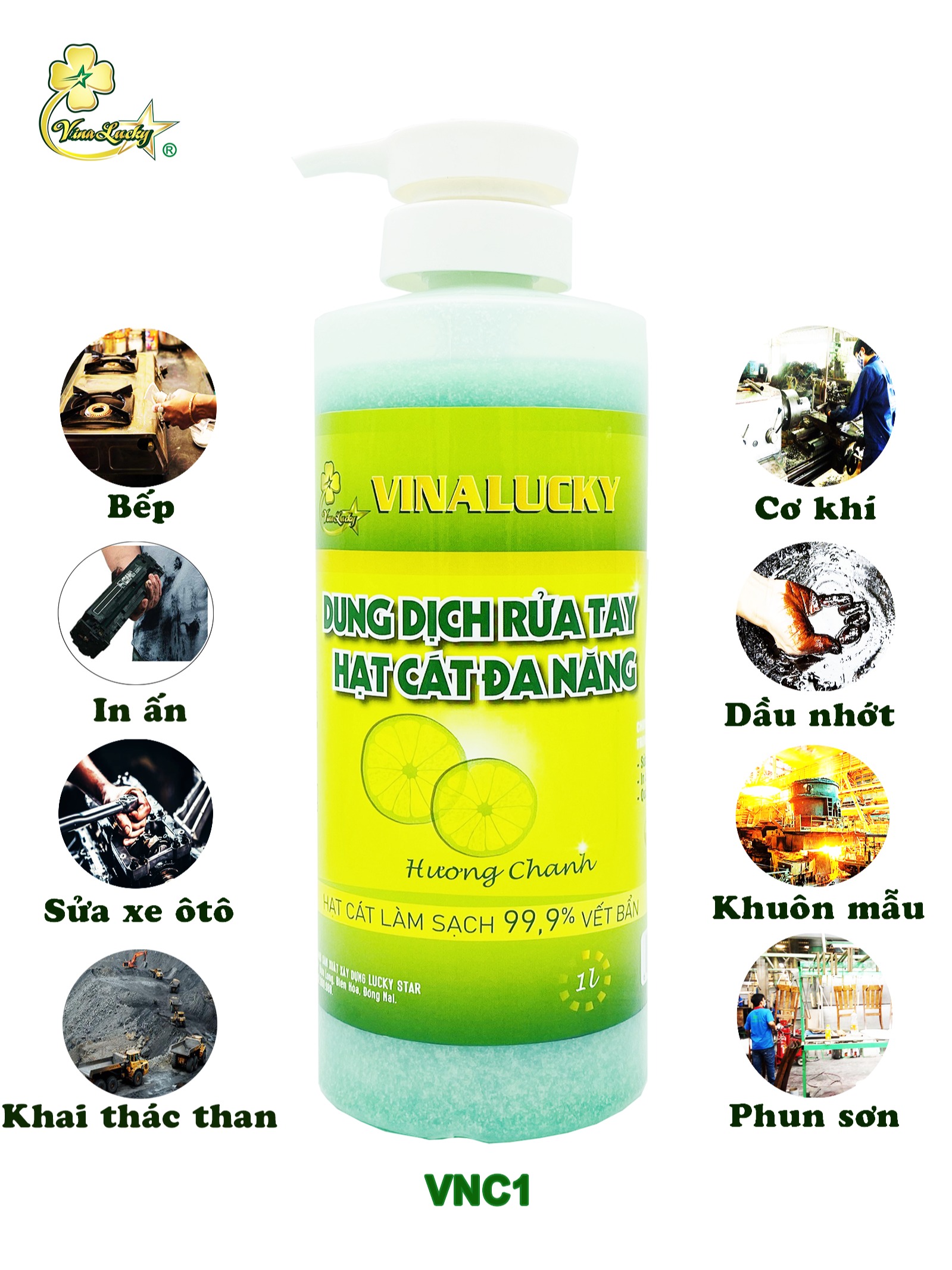Dung dịch rửa tay hạt cát đa năng VinaLucky 1L