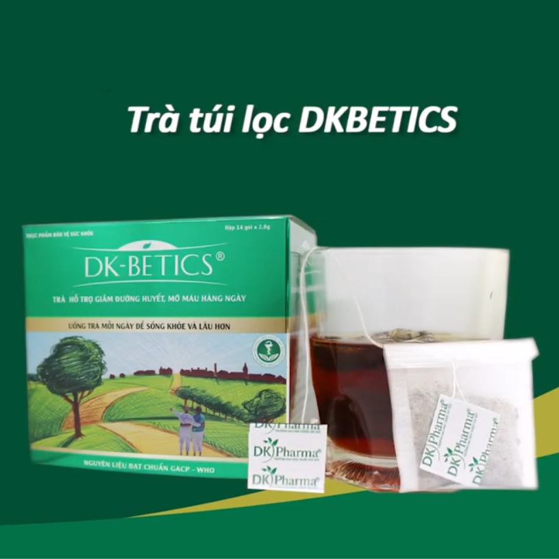 Trà túi lọc DK-BETICS dây thìa canh giảm đường huyết, mỡ máu hộp 14 gói