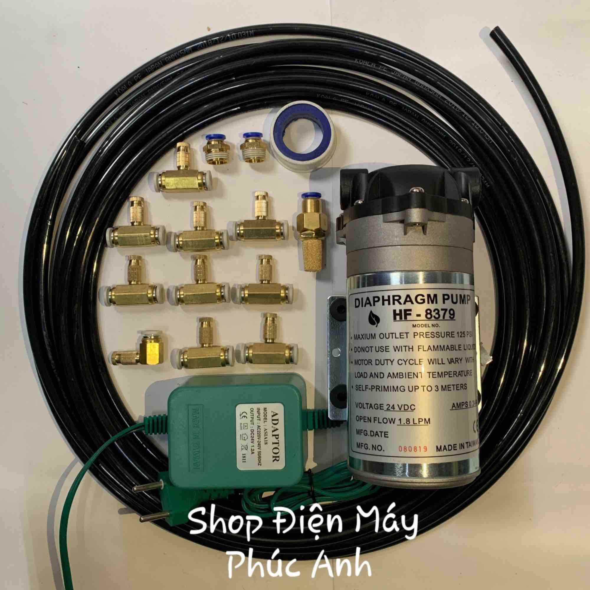 Bơm phun sương làm mát gồm 10 đầu phun và 15m dây