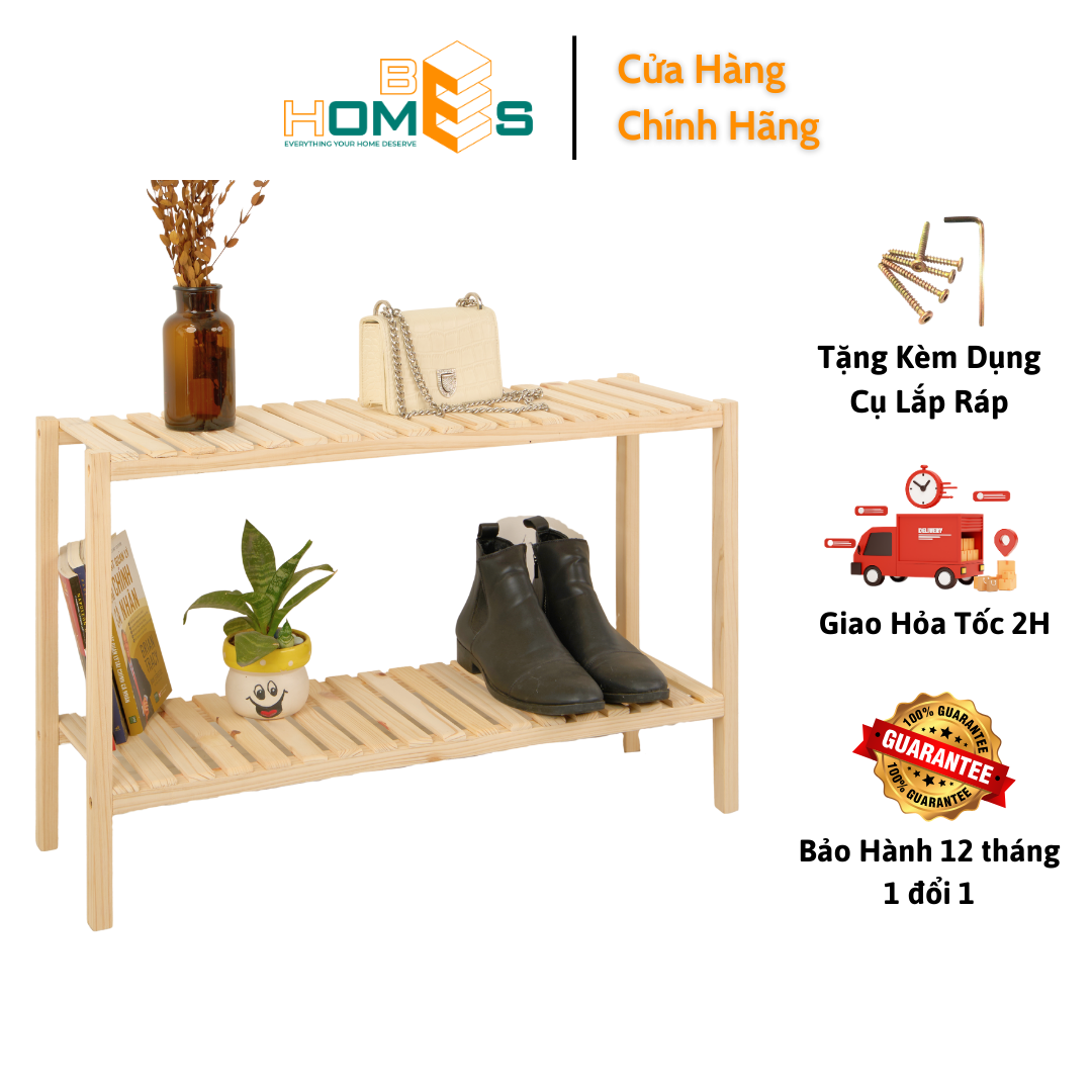 Kệ giày gỗ behomes 2 tầng 80cm