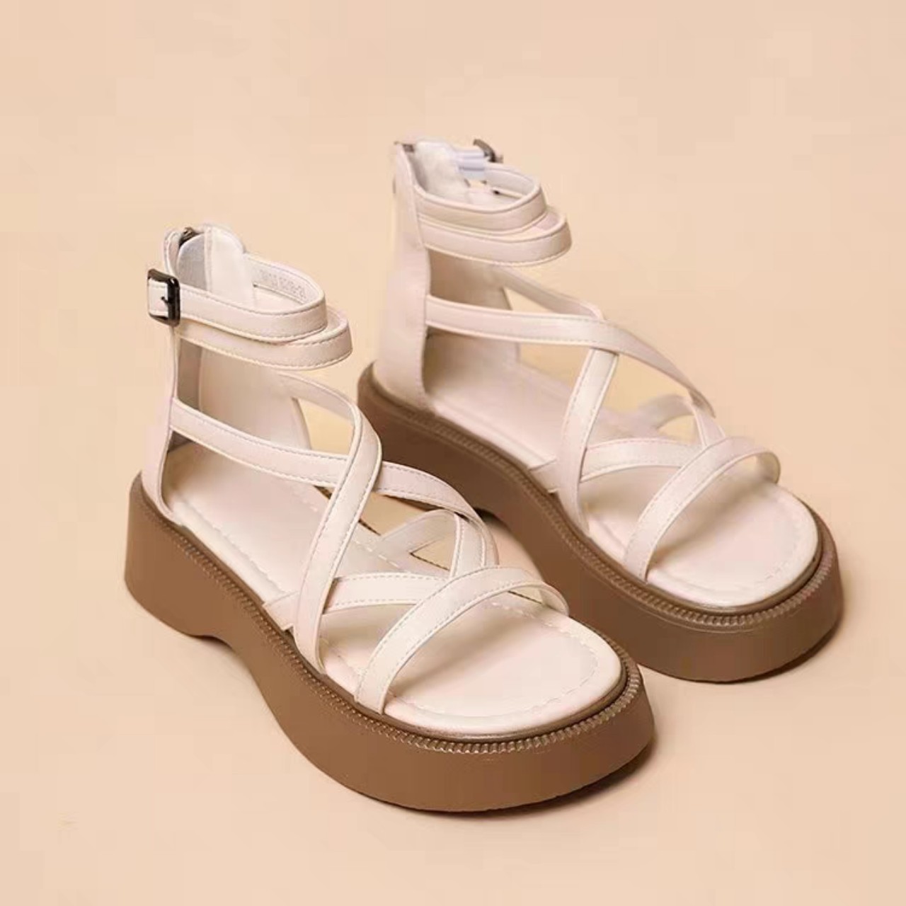 HOÀN TIỀN 15% - HOT SẴN VIDEO THẬT GIÀY SANDAL NỮ UMI_MÃ SD99 ĐẾ BÁNH MÌ DÂY QUẤN HÀN QUỐC Màu Đen Kem Xang đan thời trang mới hot có quai hậu đi học