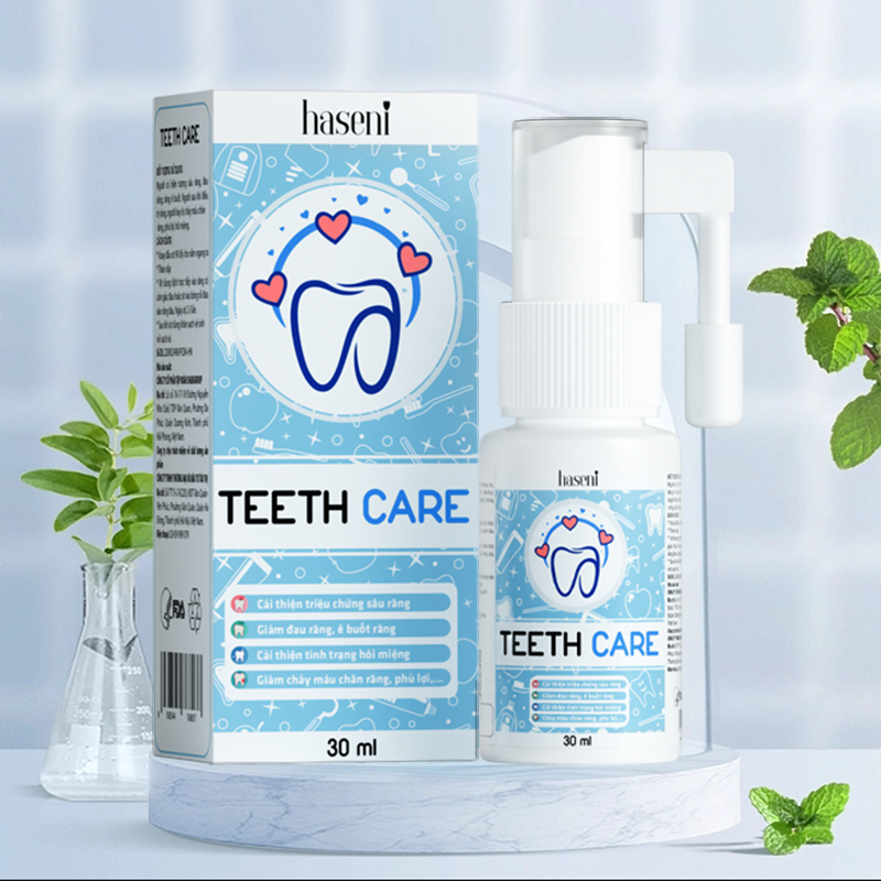 Xịt răng miệng Teeth Care Haseni Chính hãng 30ml - hỗ trợ giảm sâu răng, nhức răng, giảm hôi miệng,xịt thơm miệng