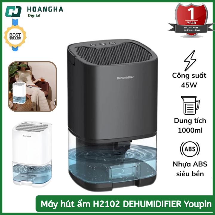 Máy Hút Ẩm Gia Đình Youpin H2102 - Khử Ion Và Lọc Không Khí - Chống Ẩm Bảo Đảm Sức Khỏe An Toàn - Bảo Hành 2 Năm