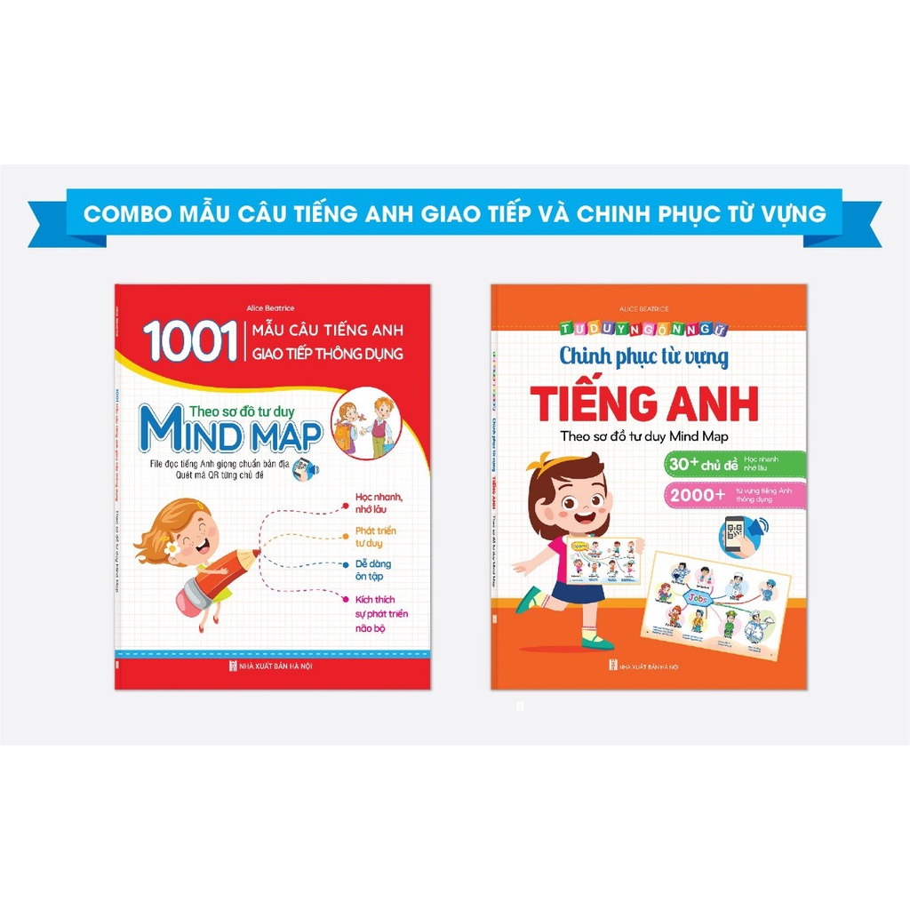 Combo sơ đồ tư duy mindmap học từ vựng tiếng anh 30 chủ đề 2000 từ và1001 mẫu câu tiếng anh