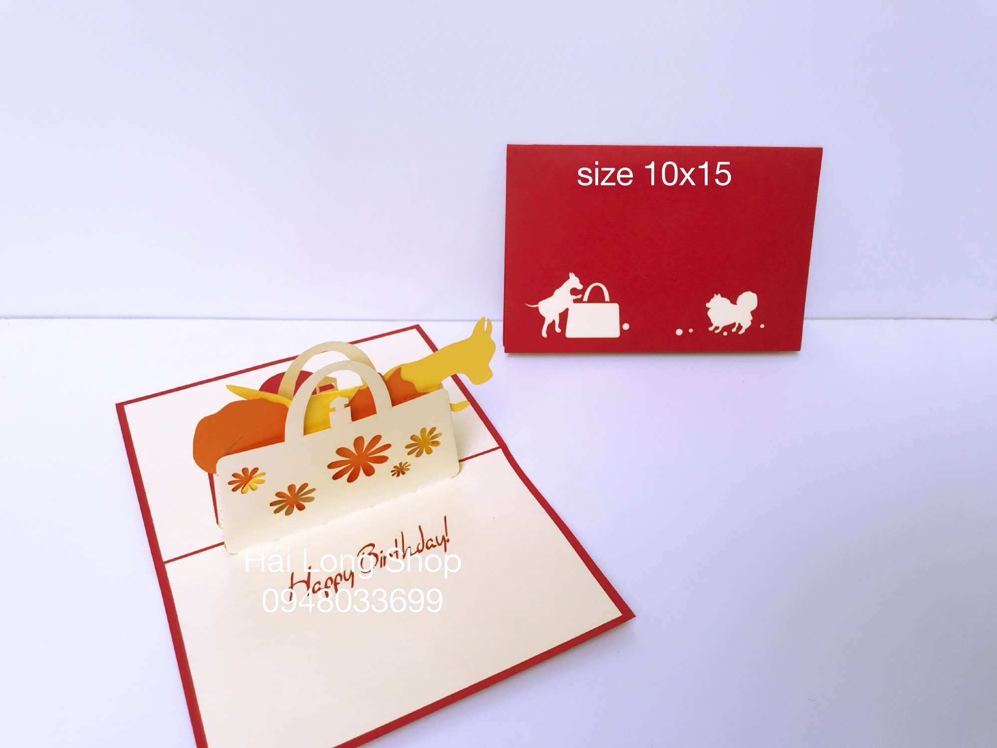 Túi xách - dog - birthday - thiệp 3d