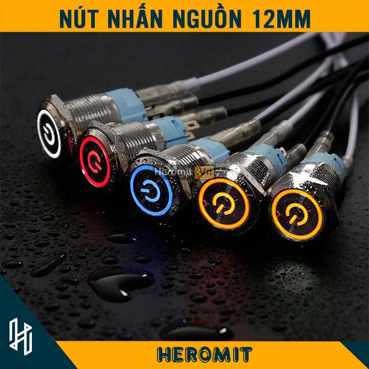 Nút nhấn nguồn 12mm Nút nhấn giữ có led (chưa jack)