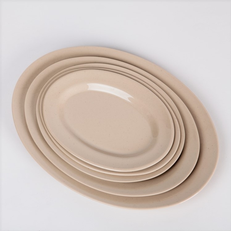 Dĩa oval nhựa melamine màu nâu nhiều size