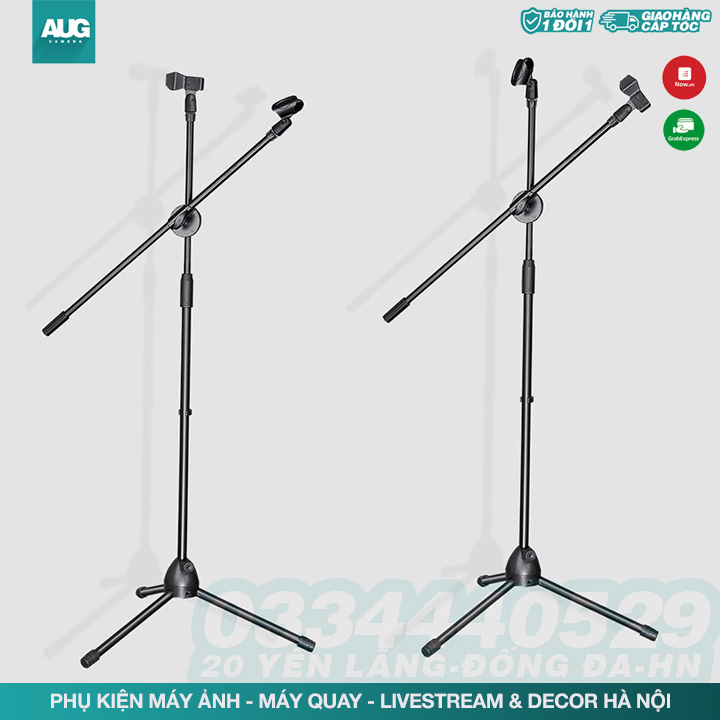 Chân giữ micro đứng - giá đỡ đế kẹp boom mic stand thu âm livestream, sân khấu microphone boom