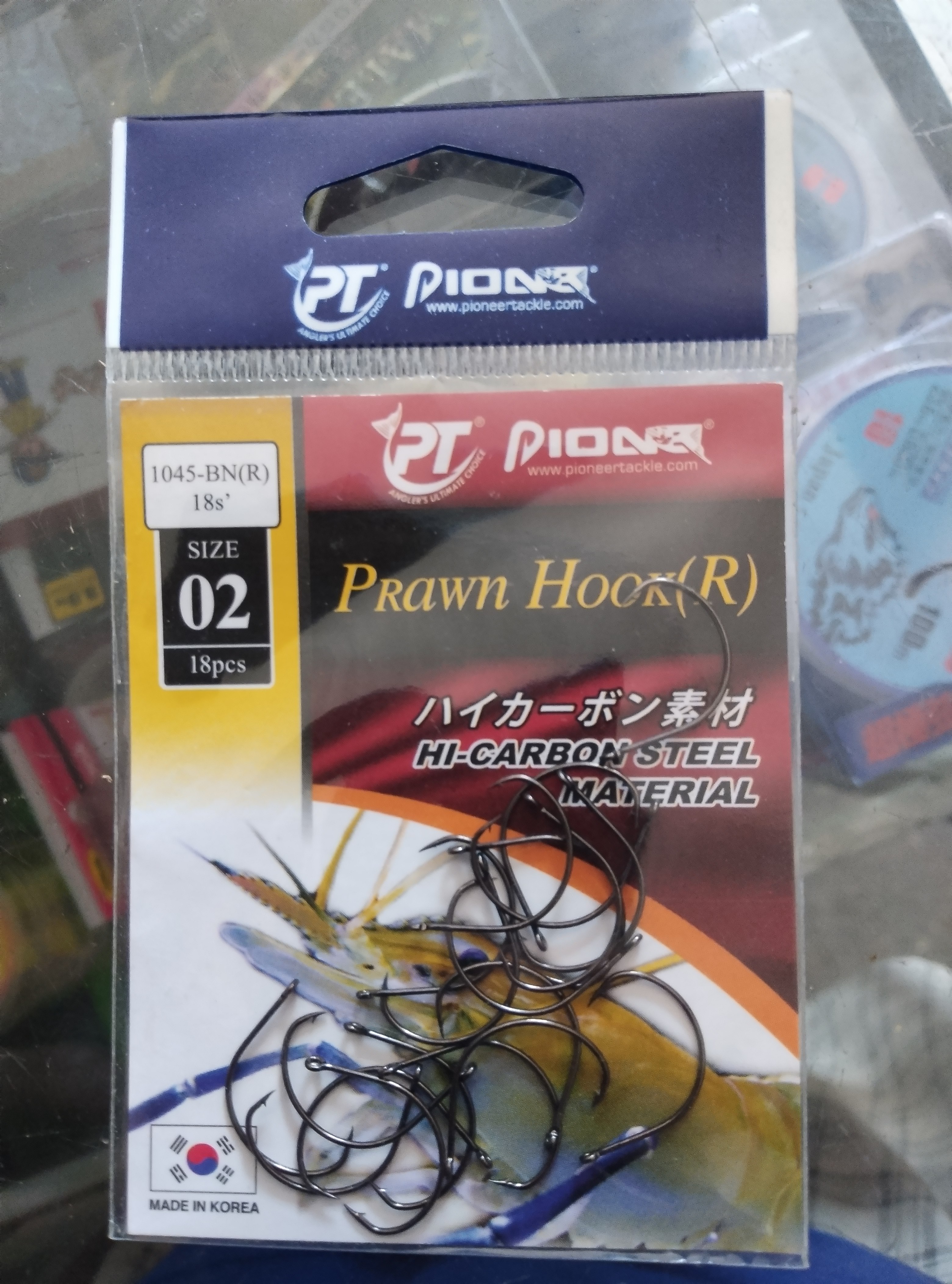 Lưỡi câu tôm Pioneer bằng thép Hi-Carbon 1045R có ngạnh chuyên câu tôm càng xanh