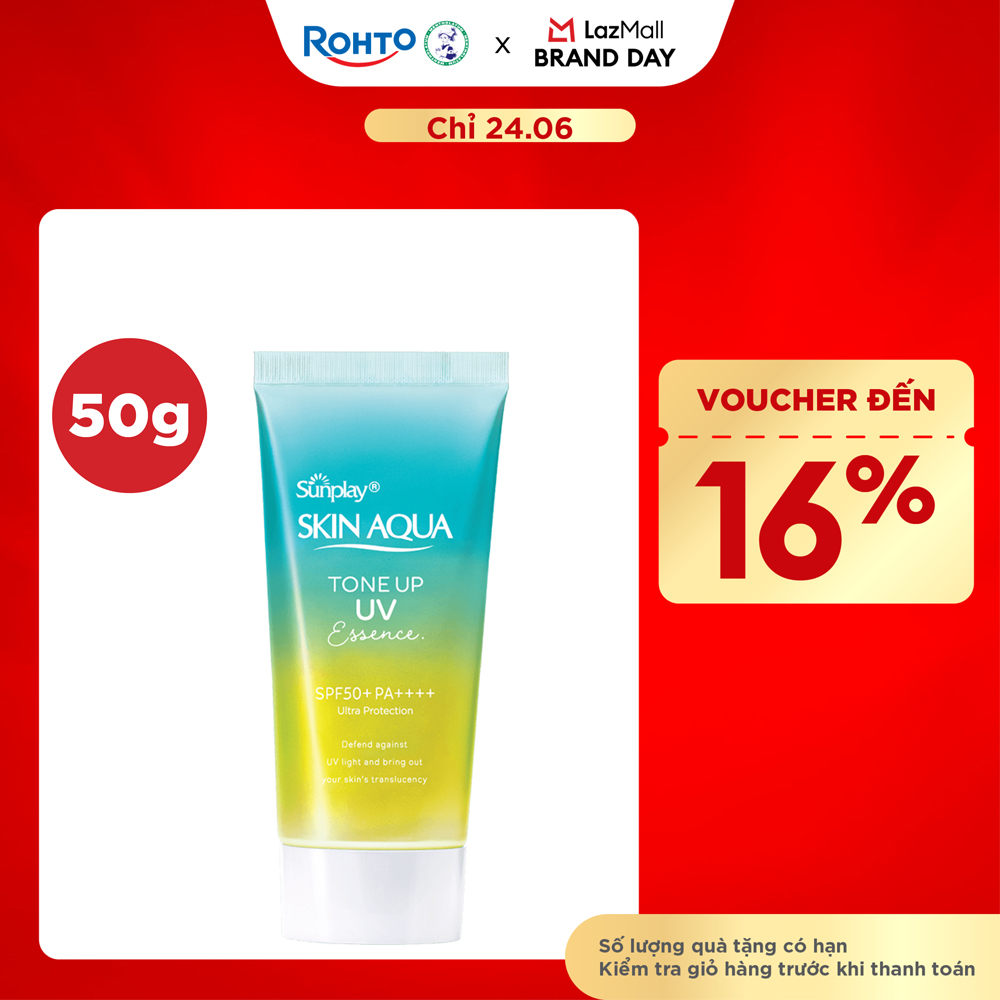 Kem chống nắng nâng tông Skin Aqua Tone up  Mint Green cho da trắng có khuyết điểm đỏ, dạng tinh chất Sunplay Skin Aqua Tone Up UV Essence Mint Green SPF 50+ PA++++ 50g
