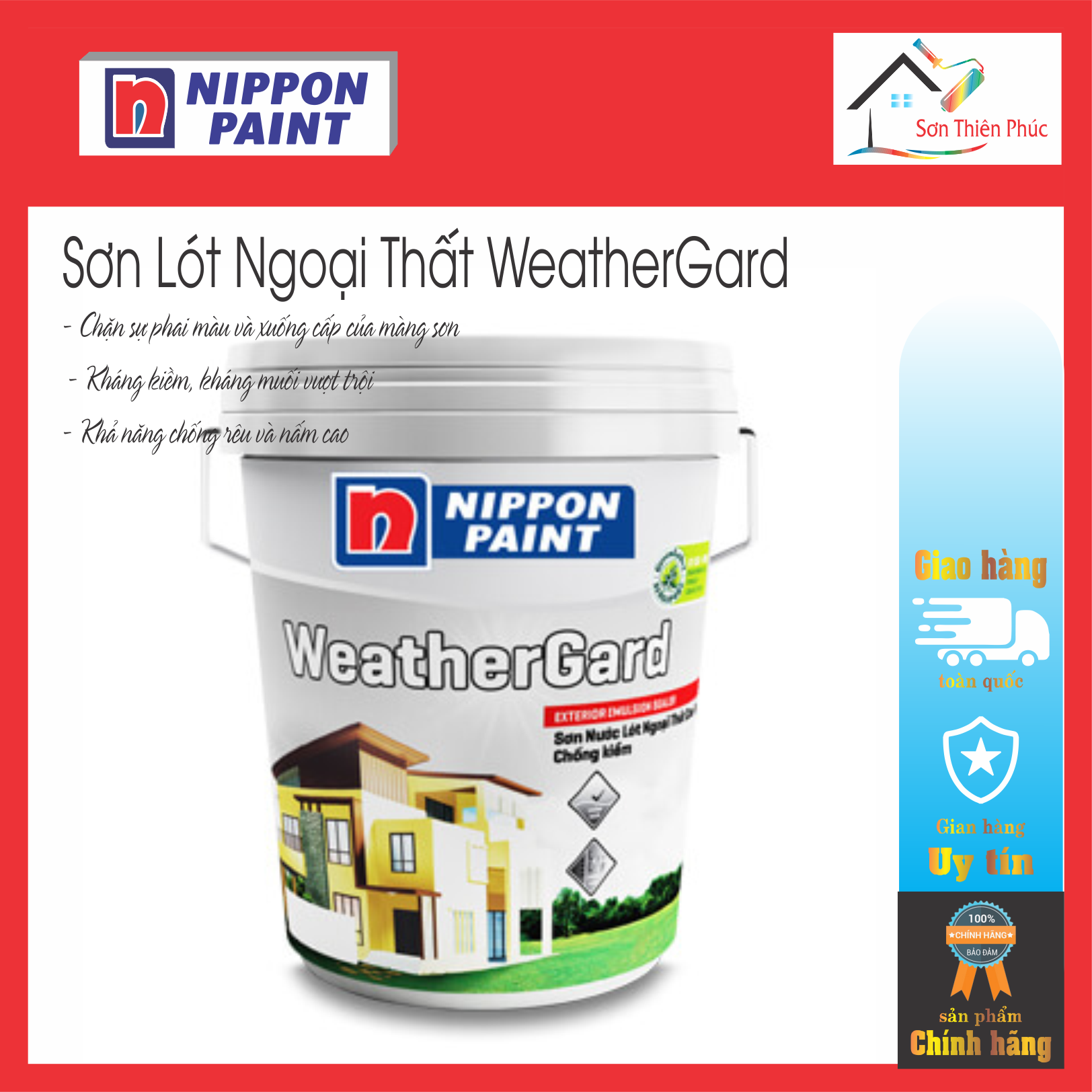 Sơn Lót Ngoại Thất WeatherGard Sealer .Ngăn chặn hữu hiệu sự phai màu của lớp sơn phủ do hiện tượng muối hoá gây ra