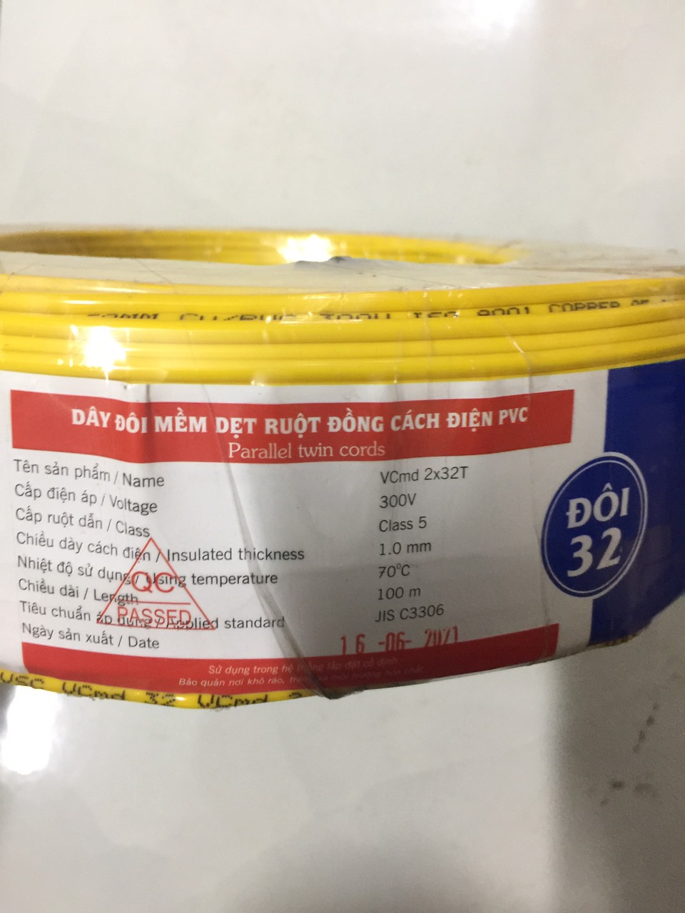 [Tặng bóng 5W] DÂY ĐIỆN ĐÔI SUP vcmd 2x32T VĨNH THỊNH -cuộn 100 mét-RUỘT đồng 100%- BỌC CÁCH ĐIỆN PVC- Tặng kèm BÚT THỬ ĐIỆN CAO CẤP