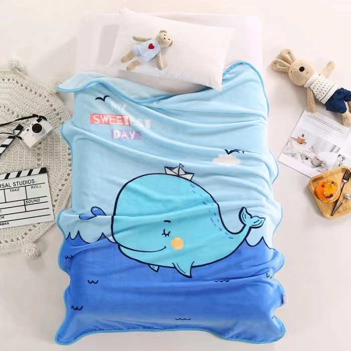 Mền chăn hoạt hình bông tuyết 2 mặt cho bé 1MX1M4