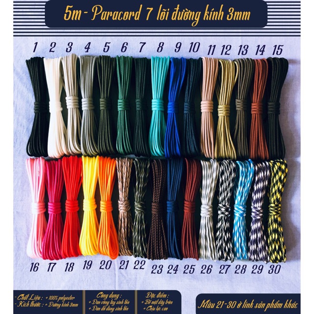 Combo Cuộn Dây Paracord 100M