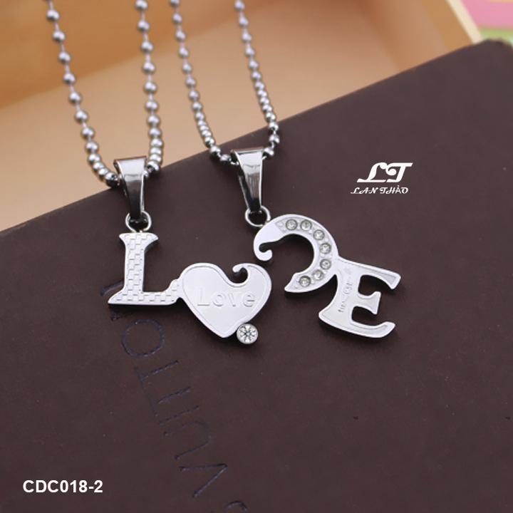 [HCM]Dây chuyền cặp đôi chữ LOVE cách điệu CDC018-2 Không đen không gỉ sét
