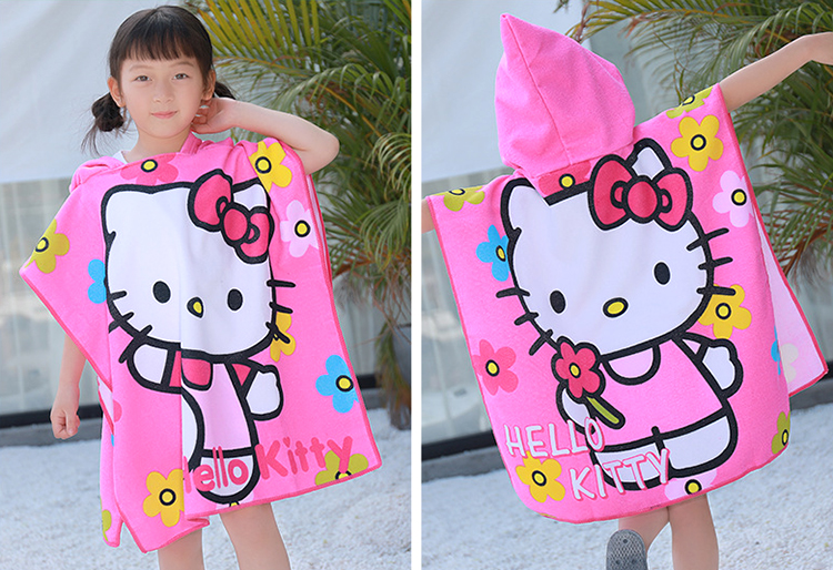 Khăn choàng tắm hoạt hình có mũ cho bé đi bơi đi biến cực xinh