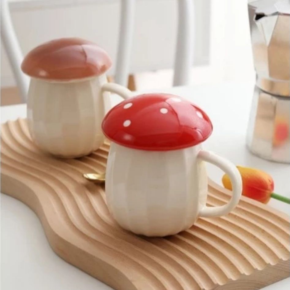 Ly bầu sứ hình Nấm 250ml kèm nắp siêu xinh