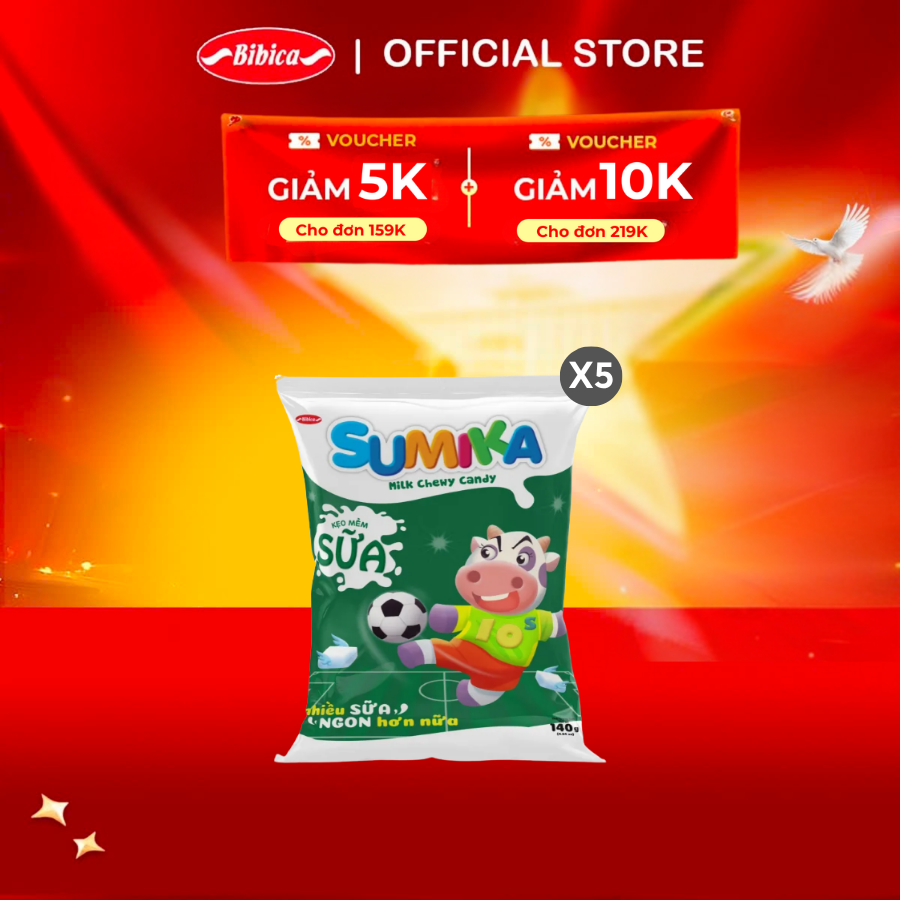 Combo 5 kẹo mềm sumika sữa bibica 70g