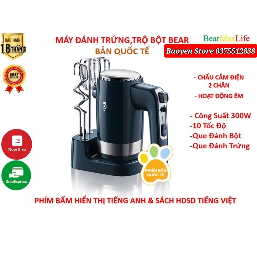 Máy đánh trứng trộn bột bear ddq-b02l1 300w chính hãng