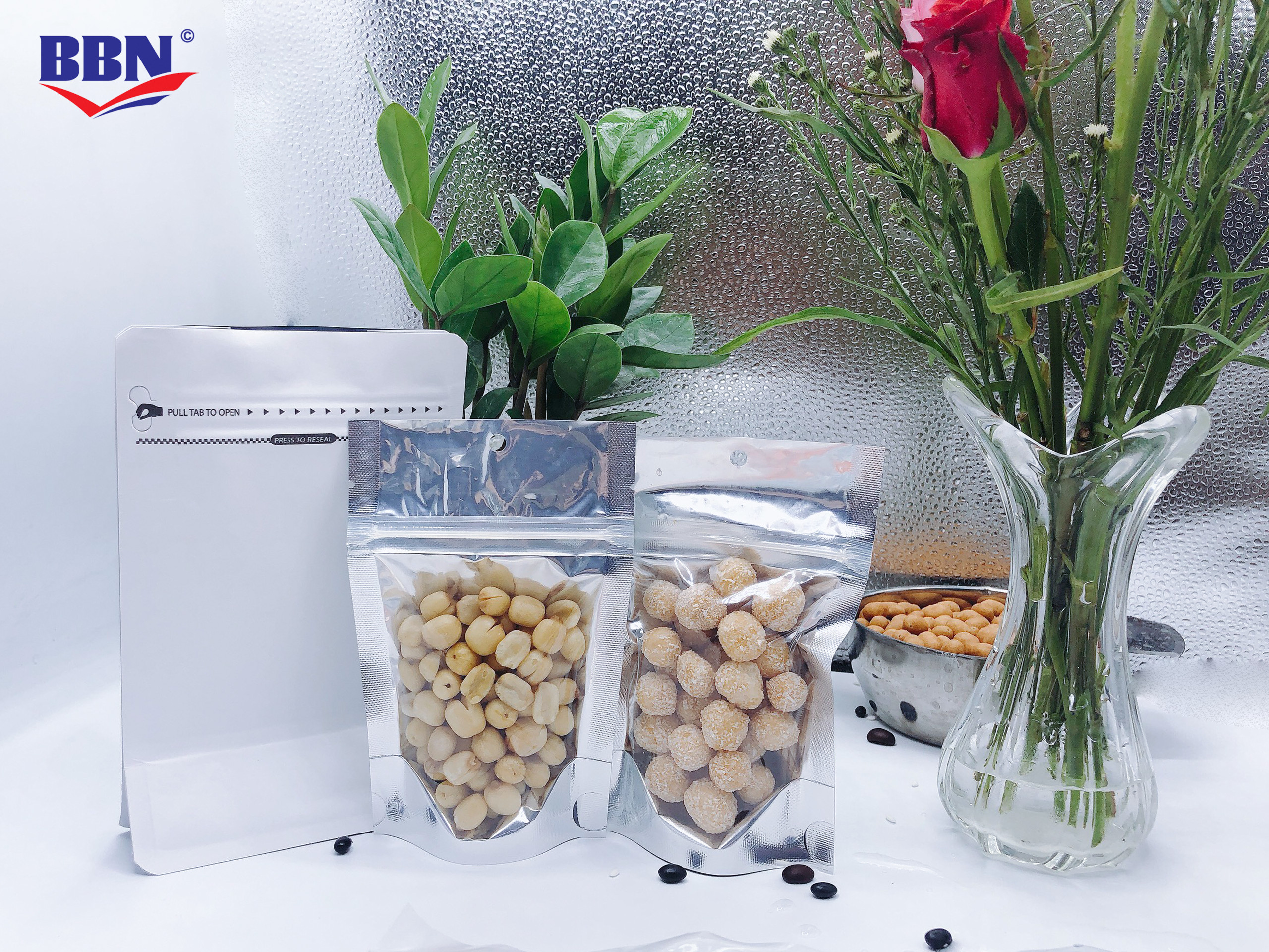 Túi mpet/ pet đáy đứng zipper mặt trong- mặt bạc 10x15cm đựng 50g