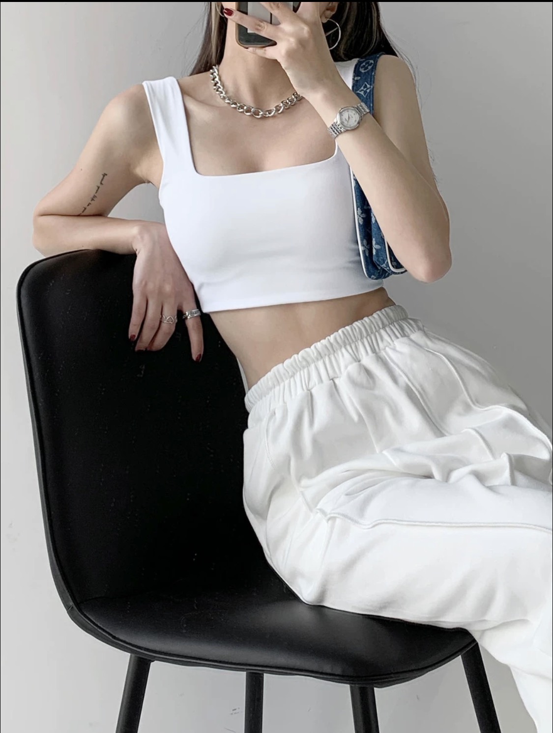 Áo croptop cổ vuông 2 dây_áo croptop