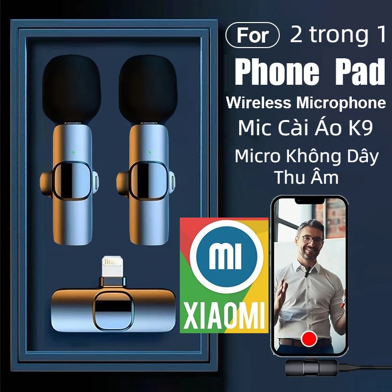 LazMall Chính Hãng Xiaomi Thông Minh Micro Thu Âm Không Dây Cài Áo K9 2 Micro Lightning Lọc Tiếng Ồn, Thu Âm, Livestreamm Quay Video Cho Điện Thoại, Kết Nối Ổn Định, Bắt Nhạy: Nhảy Tần Thích Ứng, Chống Nhiễu Mạnh, Tín Hiệu Ổn Định, Khoảng Cách Xa> 20m.