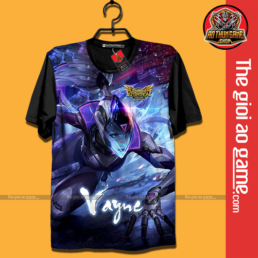 Áo LMHT Vayne 3D Đen, Áo Thun Liên Minh Huyền Thoại Vayne Unisex Nam Nữ Tay Ngắn Forn Rộng Vải Mềm Mại Mặc Thoáng Mát / Thegioiaogame.com