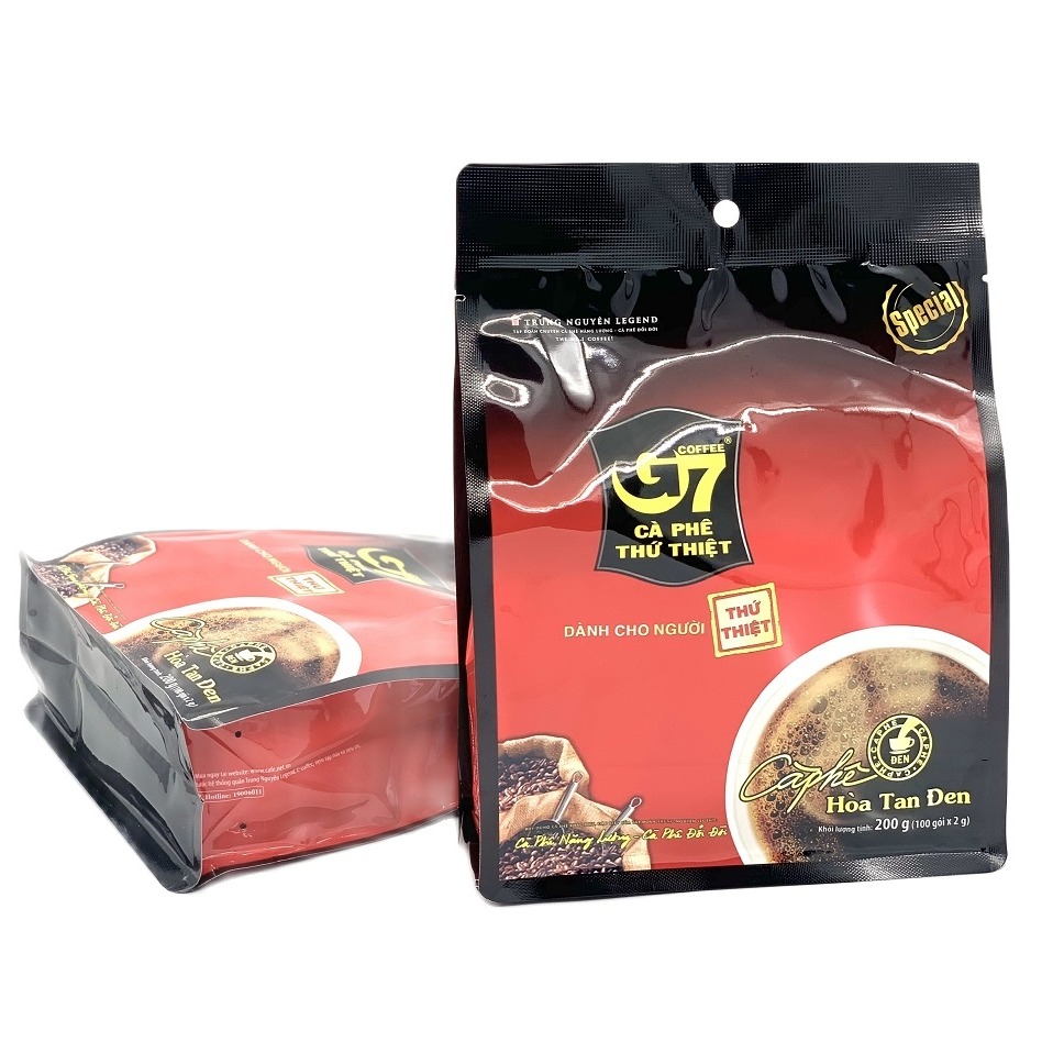Combo 2 Túi G7 hòa tan ĐEN Trung Nguyên( Không Đường Sữa) Túi 100 Gói x 2Gam