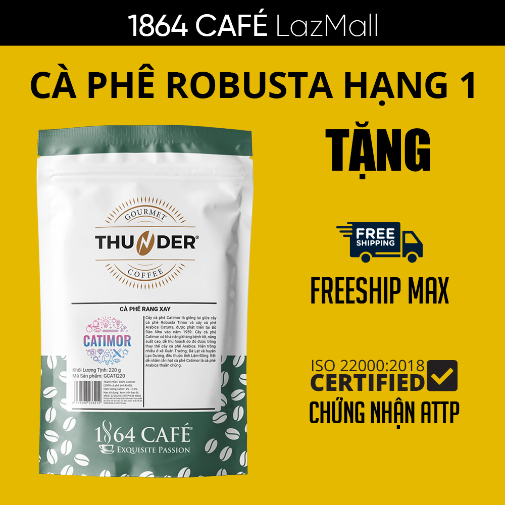 220g cà phê catimor bột pha phin gu việt - 1864 café