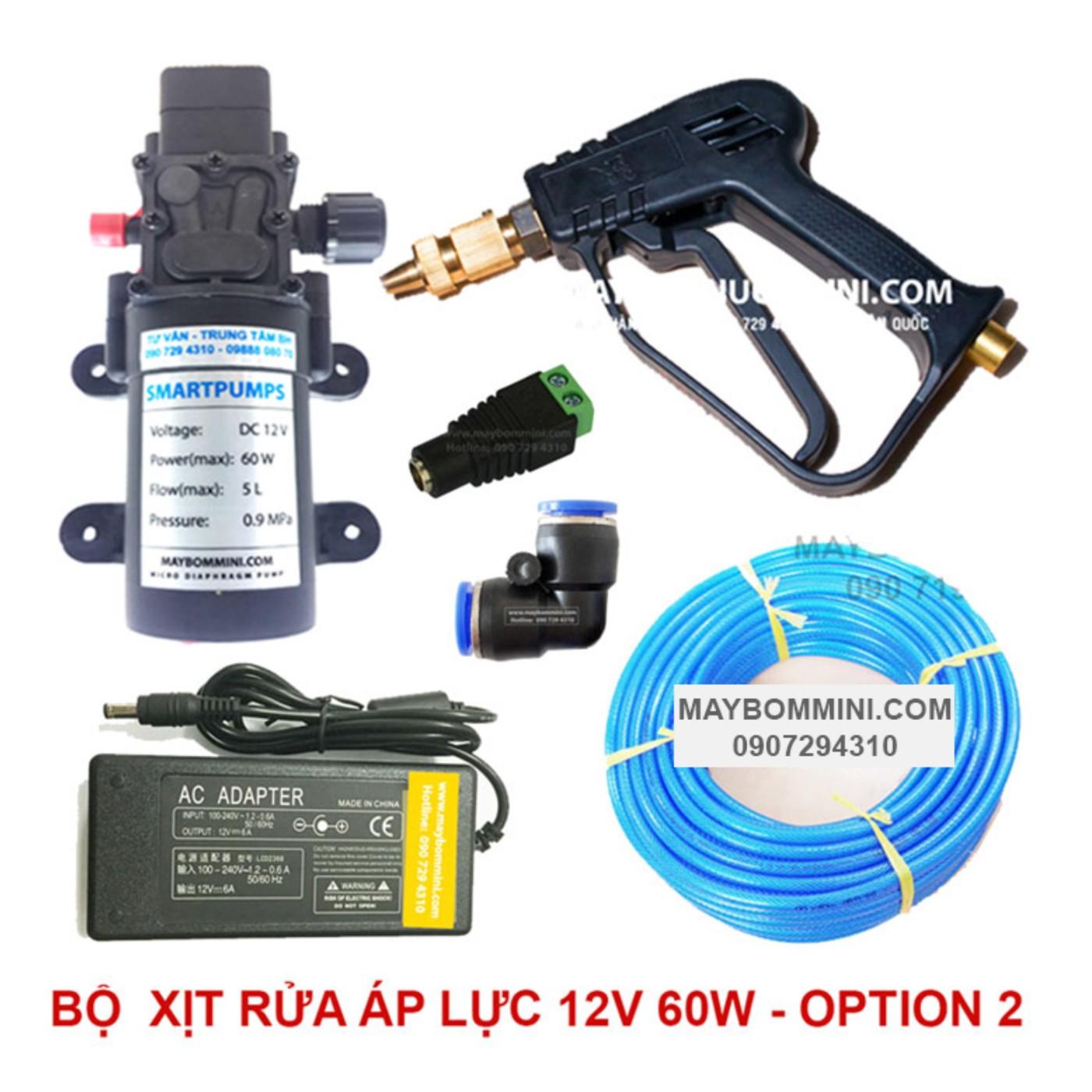 Bộ máy rửa xe ô tô mini với vòi xịt áp lực nước siêu mạnh Kèm bộ chuyển nguồn điện 220v sang 12v 5A dùng cho gia đình trong trường hợp không cắm vào cổng nguồn trên ô tô
