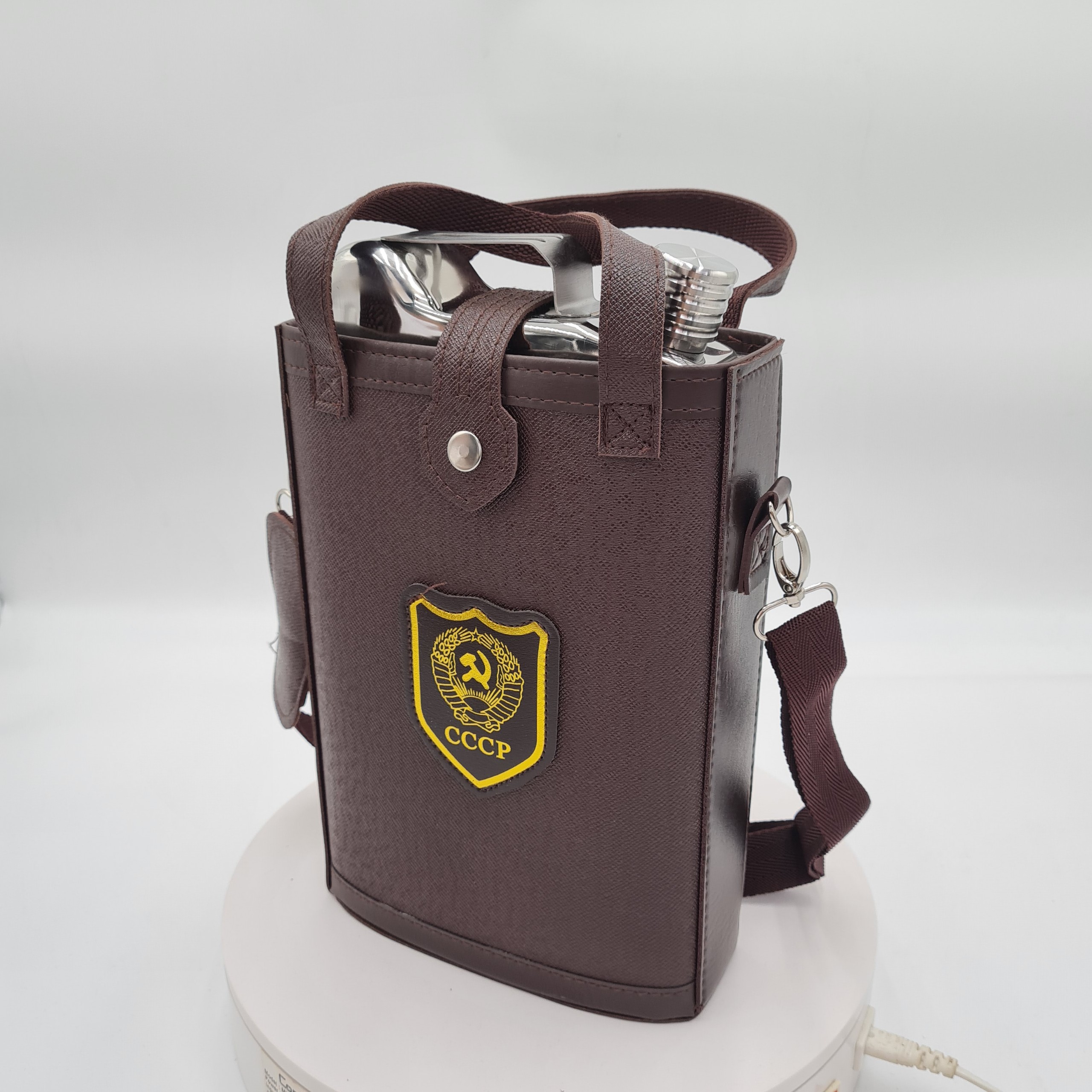 Bình đựng rươu inox cccp can xăng kháng chiến 3.2 lít 128oz dày 0.6 tặng túi da đựng bình dầy dặn shopaha247